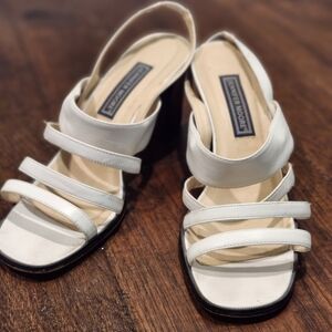 Jennifer Moore White Sandals with Multiple Straps